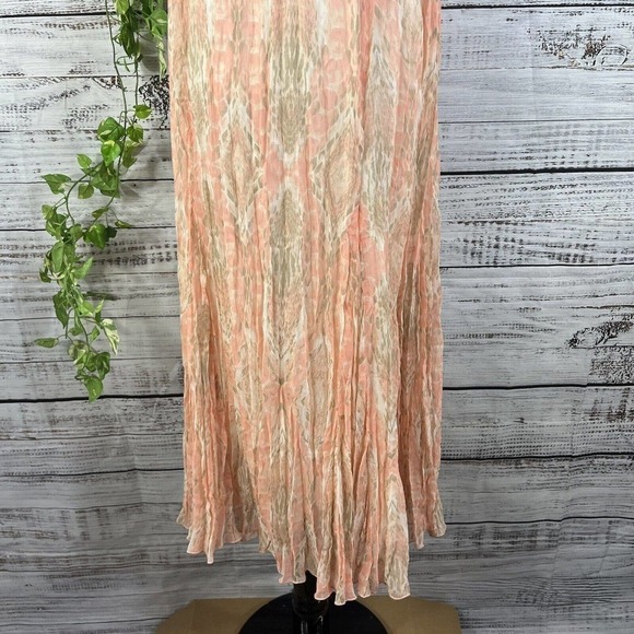Ruby Rd. Skirt 14 Petite Peach Gray Sheer Pleated Tassels Boho Modest Wedding - Picture 11 of 12